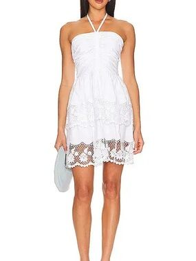 Steve Madden Robyn Layered Lace Ruffle Halter Dress Scalloped Mini